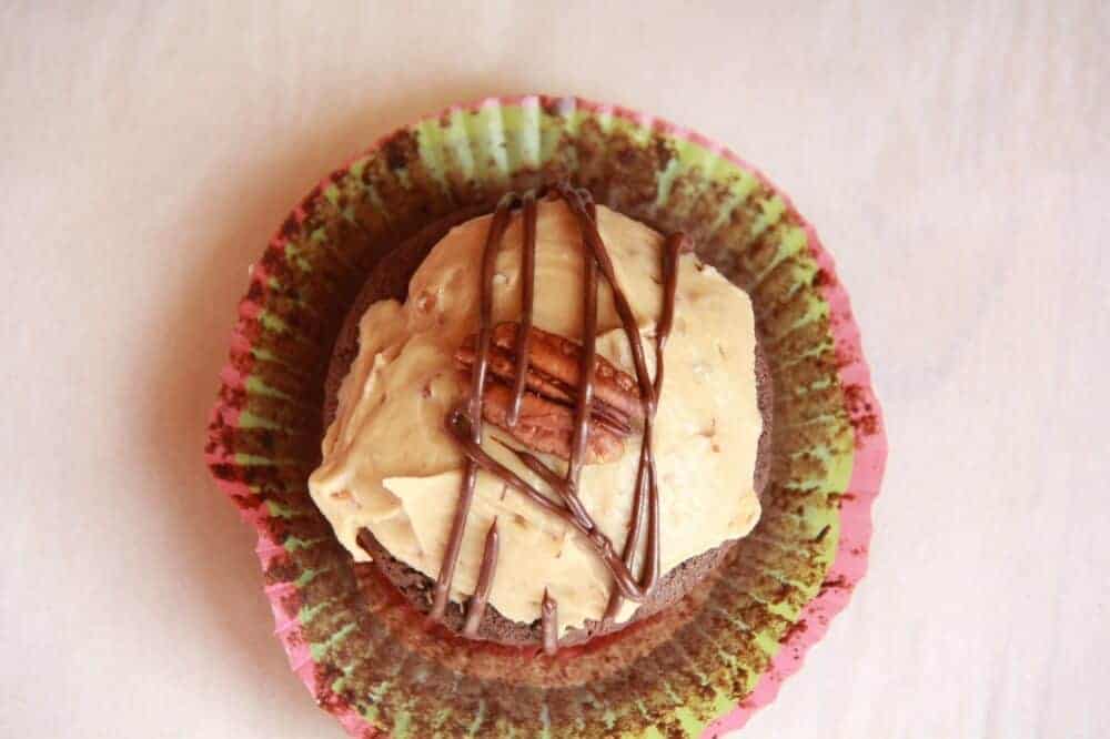 Chocolate Bourbon Pecan Cupcakes 