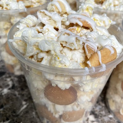 32 oz tubs of Dirty Popcorn. Message for event pricing.