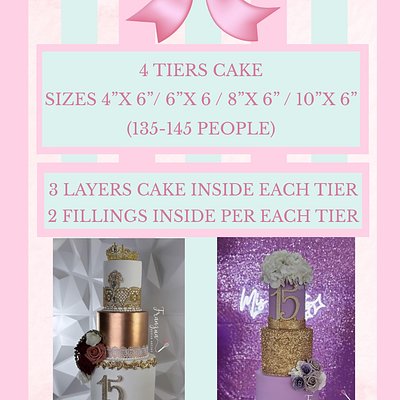 4 TIERS CAKE(135-145 People)(1 Hour or Less Is Delivery Included)