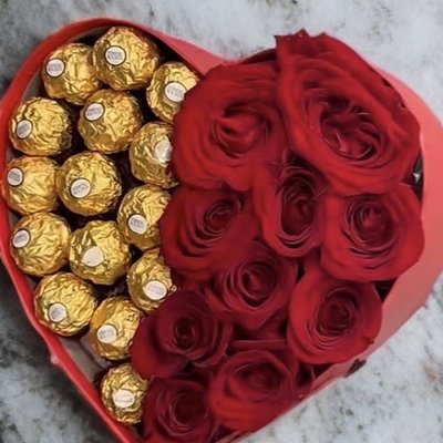 Heart Shaped Box With Roses & Candy
