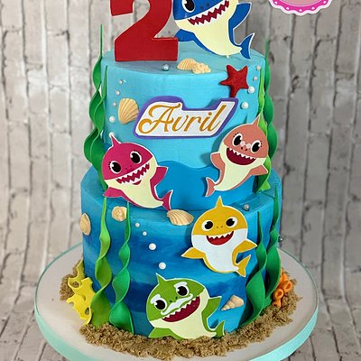 2 Tier Baby Shark Cake