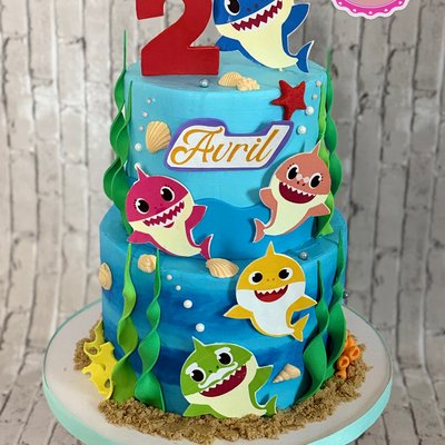 2 Tier Baby Shark Cake
