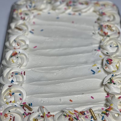Decorated Chocolate Sheet Cake With Vanilla Buttercream Frosting