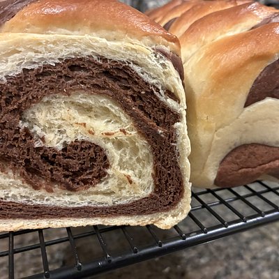 Chocolate Swirled Butter Bread, 2 Loaves