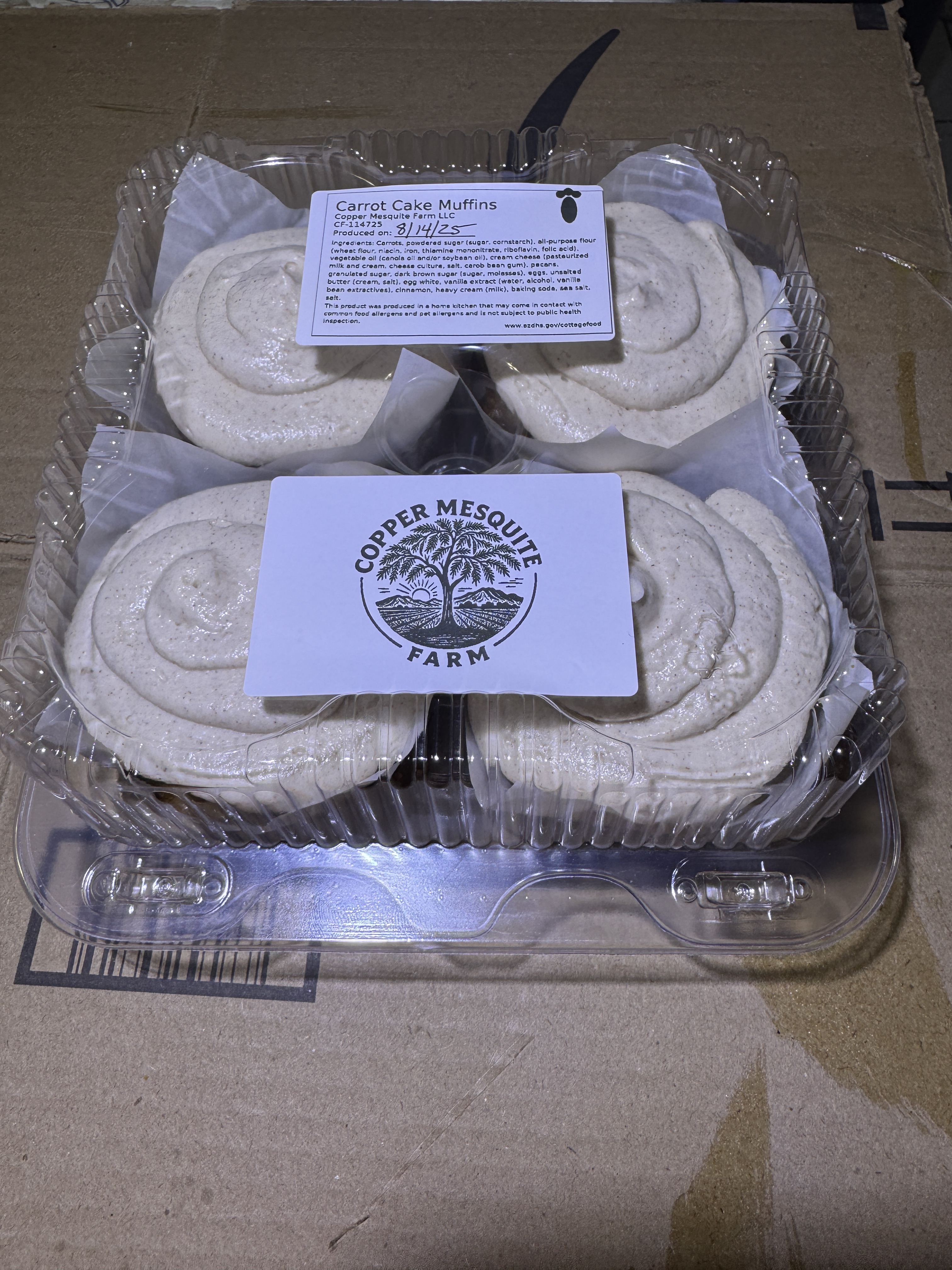 Carrot Cake Muffins W/ Cinnamon Cream Cheese Frosting 