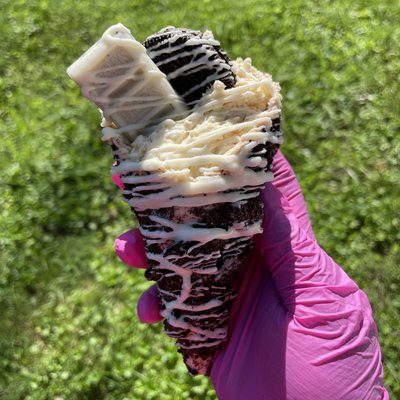 Oreo Stuffed Cheesecake Waffle Cone 