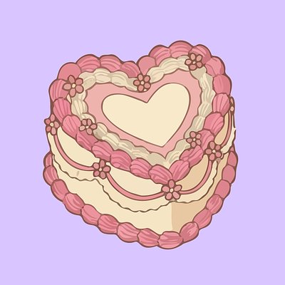 Vintage Heart Cake 9” 