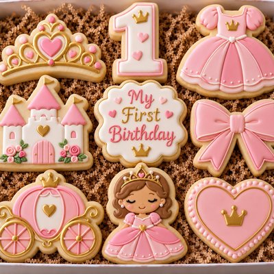 Little Princess First Birthday Sugar Cookie
