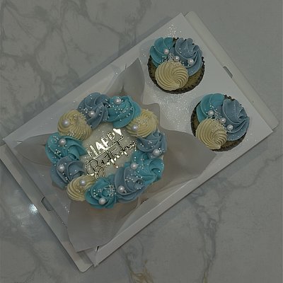4 Inch Cake with 2 Regular Cupcakes