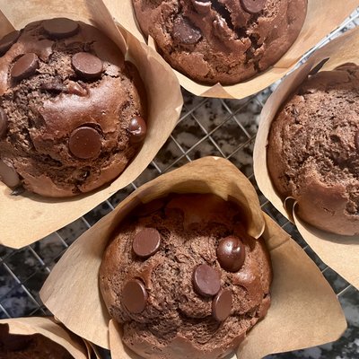 SOURDOUGH DOUBLE CHOCOLATE MUFFINS
