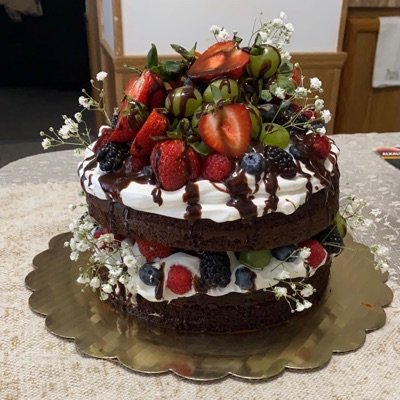 6” Chocolate Cake With Fruit Whipped Cream And Chocolate Ganache