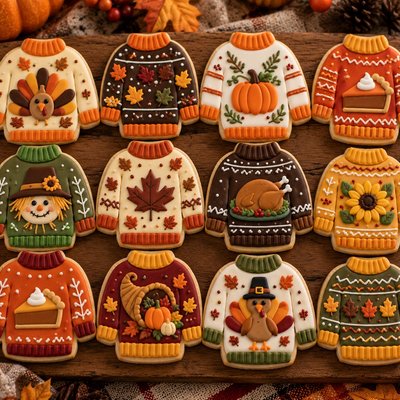 Ugly Thanksgiving￼ Sweater, Celebration Sugar Cookie 