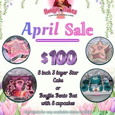 $100 8 Inch Star cake or Bento box With 8 Cupcakes 