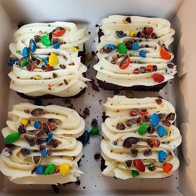Cream Cheese Iced M&M Brownies 