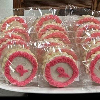 Bigger Round Breast Cancer Awareness Sugar Cookie