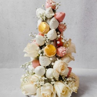 Strawberry And Macaron Tower, 12”