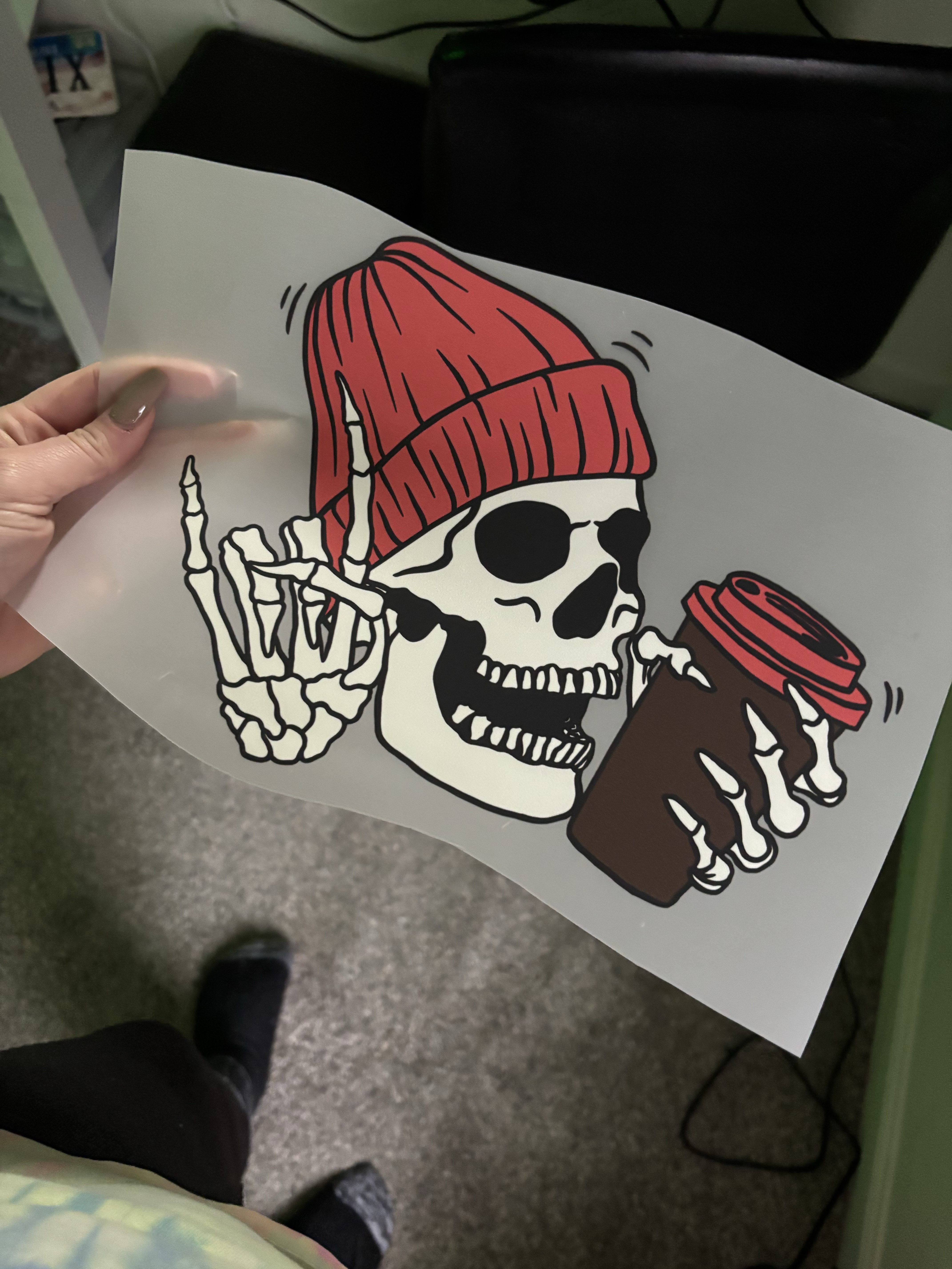 Skull Rock On Hand And Beanie sticker