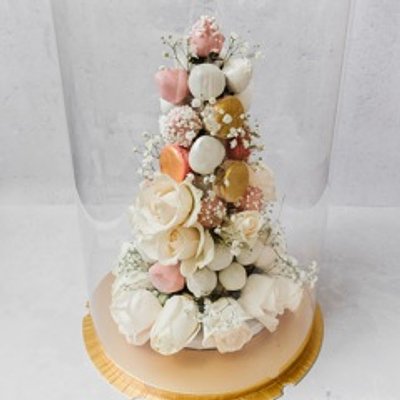 Strawberry And Macaron Tower, 9”
