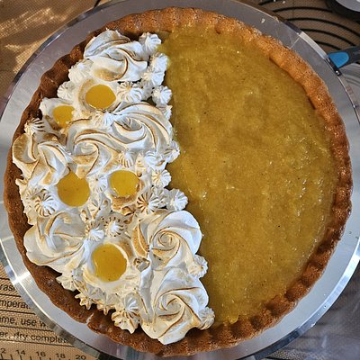 Passion Fruit Tart mid-merengue 10" 
