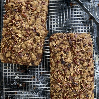 Sourdough Pecan Chocolate Chip Banana Bread W/ Cinnamon Streusel Topping - HALF! 🍌