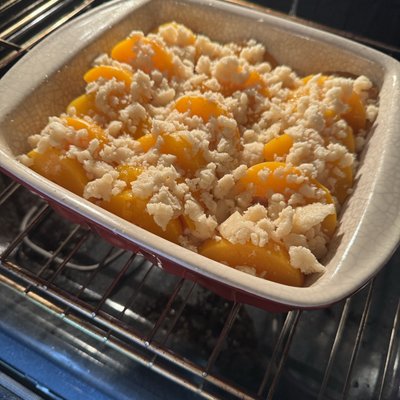 Overnight Peach Cobbler French Toast Cobbler