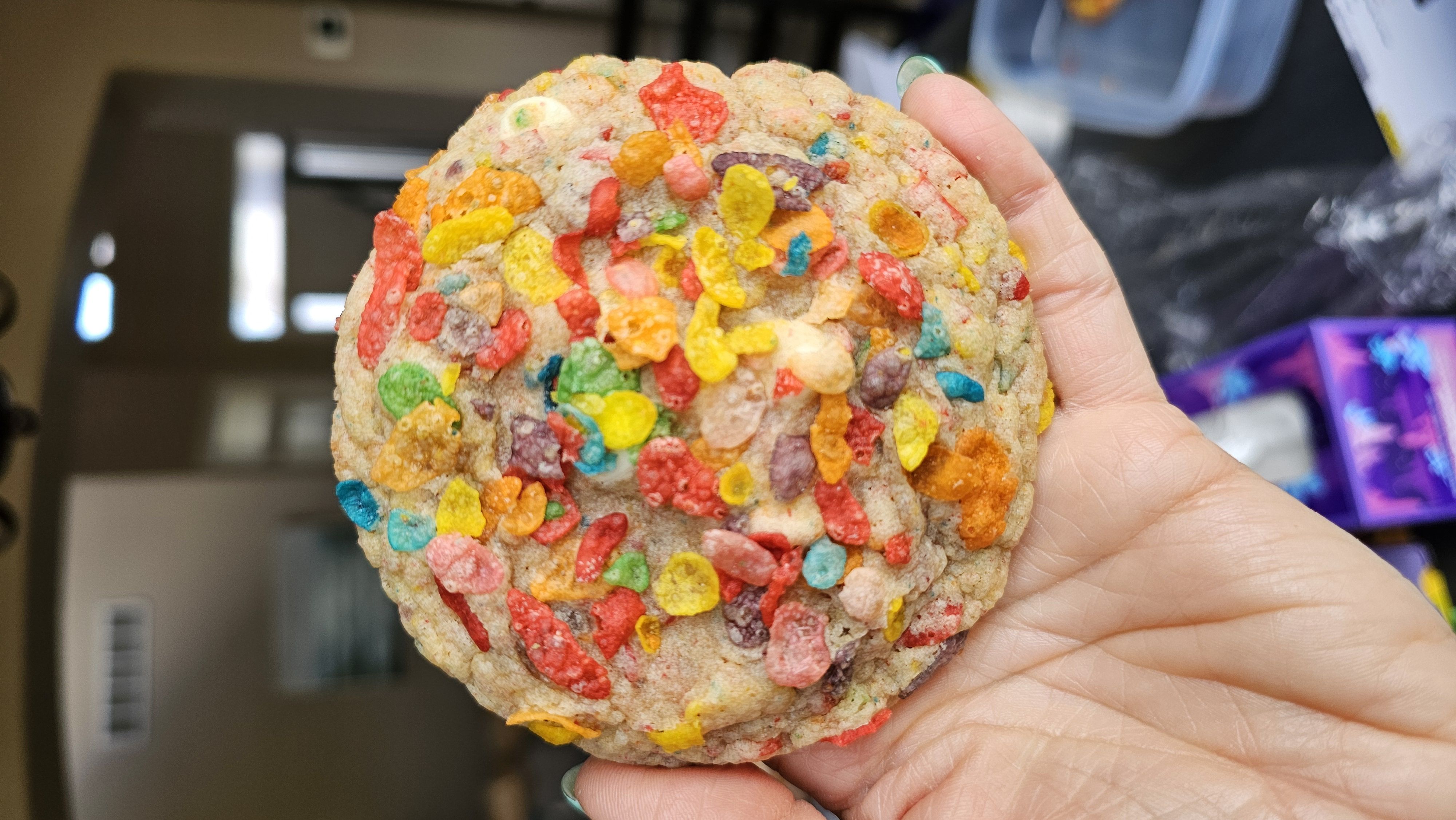 White Choc Fruity Pebbles Cookie