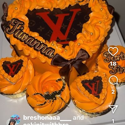 6 Inch Heart Cake With Cupcakes