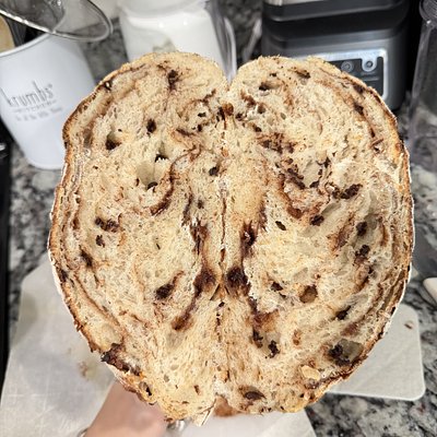 Chocolate Chip Cinnamon Swirl Sourdough Loaf 