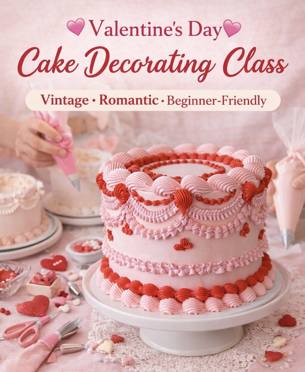 Valentines Cake Decorating Class