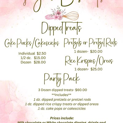 Price List Dipped Treats 