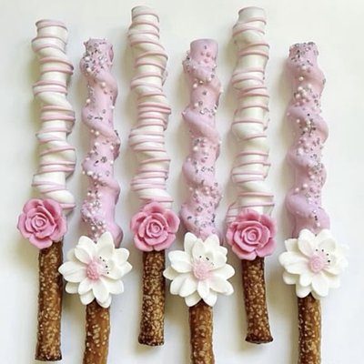 Caramel wrapped chocolate pretzel Rods