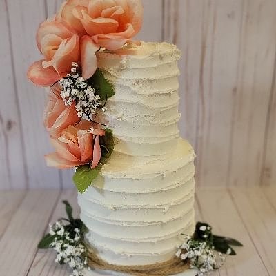 Small 2 Tier Example Serving Size 20 (4 Inch Top 6 Inch Bottom Prices Vary Depending On Design, $10 Per Extra Flavor)