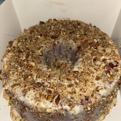 Red Velvet Pound Cake With Nut Topping 