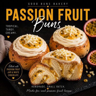 Passion Fruit & White Chocolate Bun (Box of 2)   