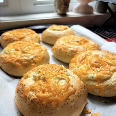6 Sunrise breakfast buns- Xtra Large Made W Eggs/cottage Cheese-your Choice Of Toppings