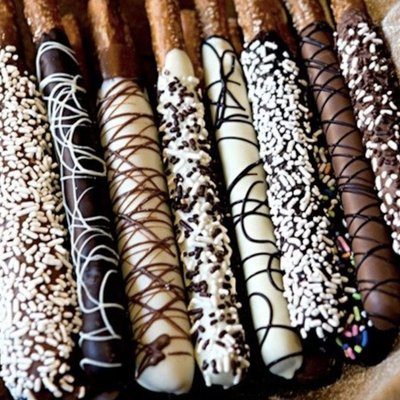 Milk Chocolate 12 Count Dipped/Drizzled Pretzel Rods 