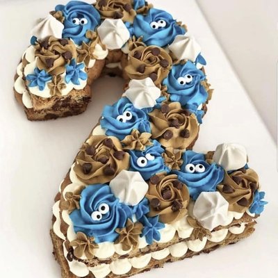 Single Number/Letter Double Layer Cookie Cake 5” X 7”