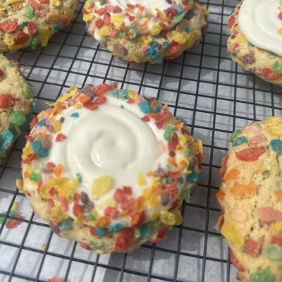 Frosted Fruity Pebble Cookie