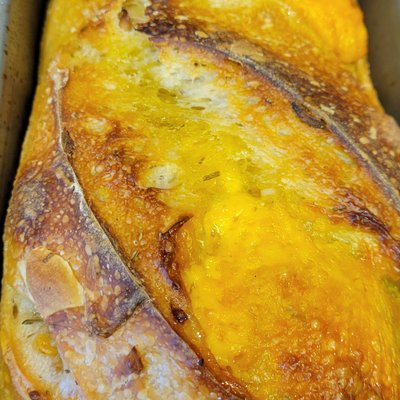 Cheddar Cheese, Garlic, Rosemary Sourdough bread