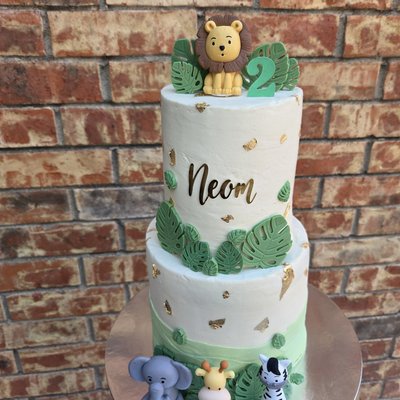 2 Tier Safari Baby Theme Cake 