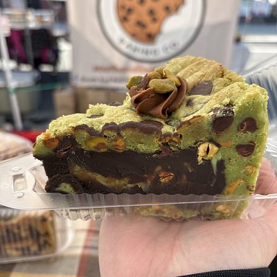 Dark Chocolate Pistachio Cookie Pie Slice