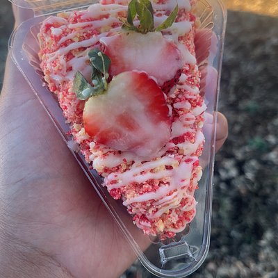 Strawberry Crunch Cheesecake slice
