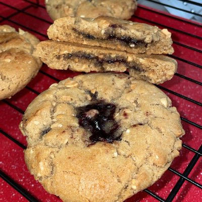PB&J Stuffed Cookies