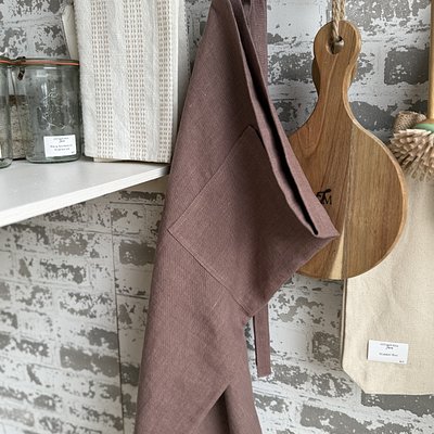 Belgium Linen Apron In Plum