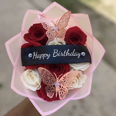 10 Stem w Butterflies and Banner