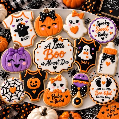 Baby Shower Halloween Sugar cookie, your design