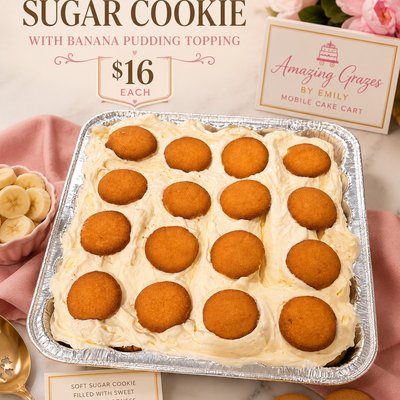 Banana Filled Sugar Cookie With Banana Pudding Topping  