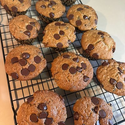 Chocolate Chip + Oatmeal Sourdough Muffins