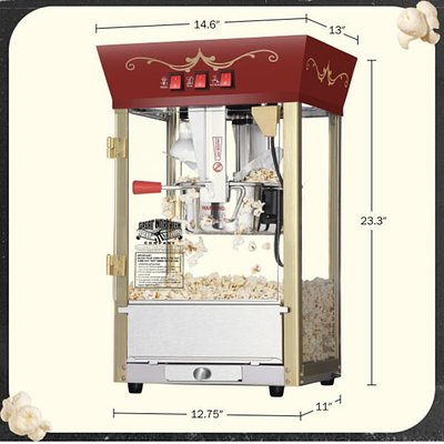 Matinee Popcorn Machine Table top - 8oz Popper by Great Northern Popcorn (Red)