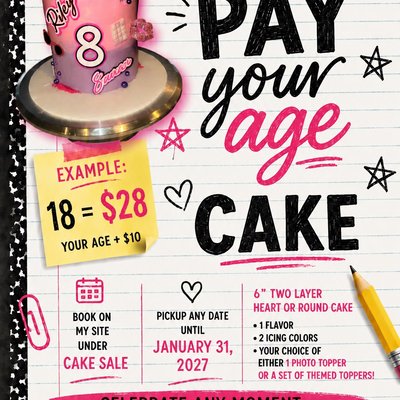 “Pay Your Age” Cake 
